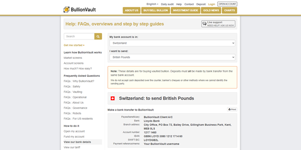 Guía de Transacciones Guía BullionVault